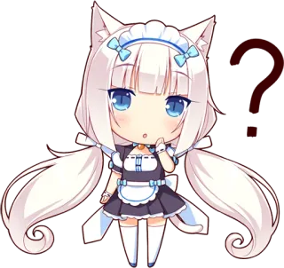 🤔 アニメ, 猫耳, 可愛い, ちび, クエスチョンマーク, メイド telegram sticker