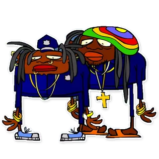 🚬 desenho animado, polícia, ouro, rasta, personagem, joias whatsapp sticker