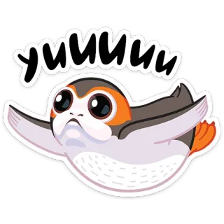 😋 YUMMM Porg, Ñam, Star Wars, Lindo, Pájaro telegram sticker