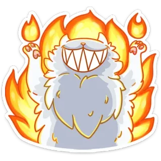 😈 cat, flames, monster, mythical creature, fire, demon, cartoon telegram sticker