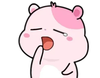 🥱 hamster, kartun, menangis, sedih, kawaii, imut, merah muda, karakter telegram sticker