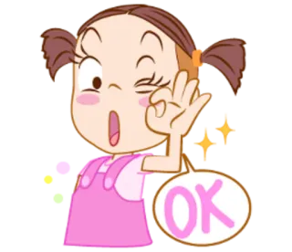 👌 OK Dibujo animado, Chica, Ok, Aprobación, Lindo, Guiño telegram sticker