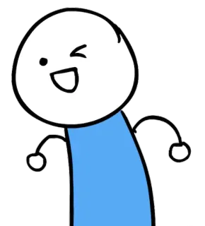 😉 desenho animado, personagem, piscando, sorrindo, boneco palito, feliz whatsapp sticker