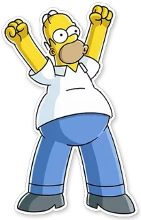 😄 Homer Simpson The Simpsons Cartoon, Homer, Simpson, Aufgeregt, Gelb telegram sticker