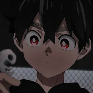 ☠ Anime, Chico, Ojos rojos, Pelo oscuro telegram sticker