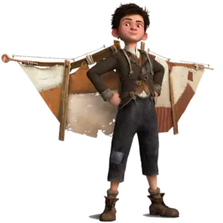 😟 ragazzo, cartone animato, fantasy, volare, ali, personaggio whatsapp sticker