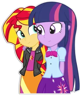 👭 Twilight Sparkle My Little Pony Cartoon, Freundschaft, Pony, Animiert, Figur, Sunset Shimmer whatsapp sticker