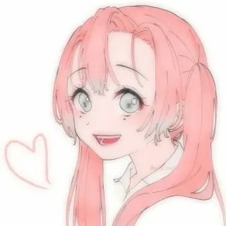 🎀 anime, girl, cute, heart, pink hair, smiling, portrait telegram sticker