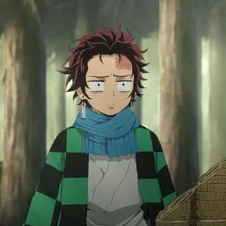🧧 Tanjiro Kamado Demon Slayer аниме, клинок рассекающий демонов, Тандзиро, в шоке telegram sticker