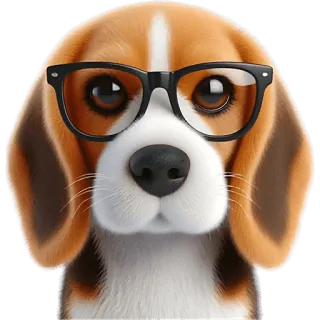 🤨 beagle, dog, glasses, animal, pet, nerd, portrait telegram sticker