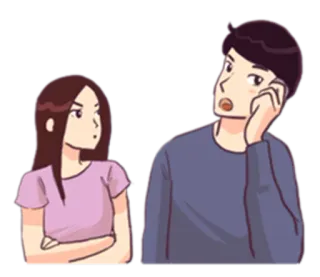 😒 мультфильм, пара, разговор, отношения, общение telegram sticker