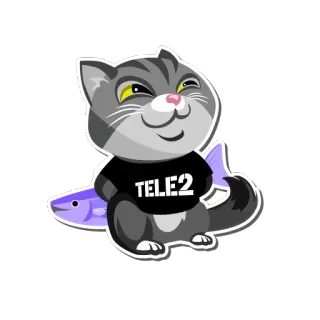 😼 TELE2 kucing, ikan, binatang, kartun whatsapp sticker
