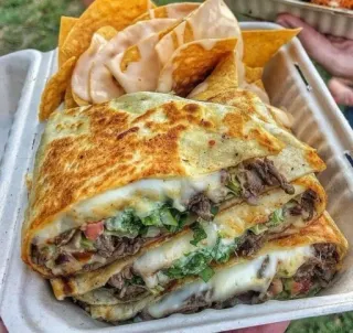 🍲 food, quesadilla, chips, mexican food, cheese, beef telegram sticker