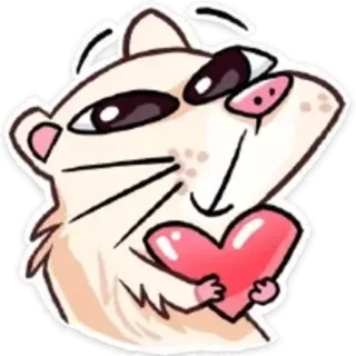 ❤️ hamster, coeur, amour, mignon, animal, dessin animé, kawaii telegram sticker