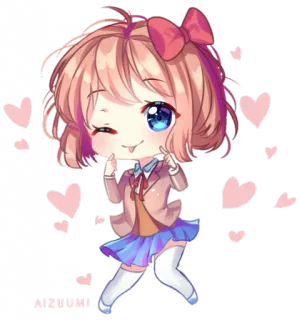 🧡 AIZUUMI fofo, anime, chibi, corações, menina, desenho animado telegram sticker