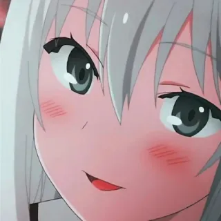 🥰 anime, girl, cute, white hair, blush, manga telegram sticker