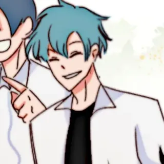 🧊 Anime, Mangá, Personagem, Ilustração, Sorrindo, Cabelo azul telegram sticker