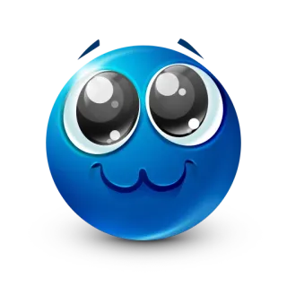 🥹 azul, lindo, dibujos animados, emoji, sonrisa whatsapp sticker