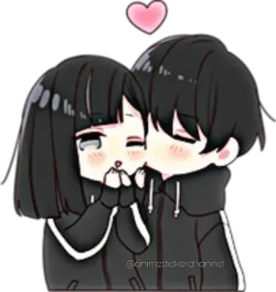 😘 @animestickerchannel anime, couple, love, heart, cute telegram sticker