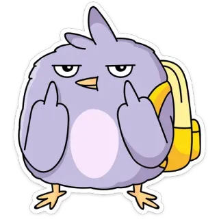 🖕 นก, นิ้วกลาง, หยาบคาย, การ์ตูน, สติกเกอร์ telegram sticker
