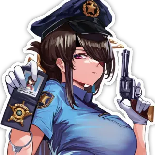 👮‍♀️ полиция, офицер, пистолет, аниме, значок telegram sticker