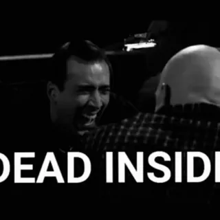 🖤 DEAD INSIDE 内心死亡, 表情包, 黑白, 幽默, 心情 telegram sticker