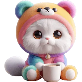 ☕️ 고양이, 귀여운, 카와이, 동물, 만화, 스티커, 곰, 커피 telegram sticker