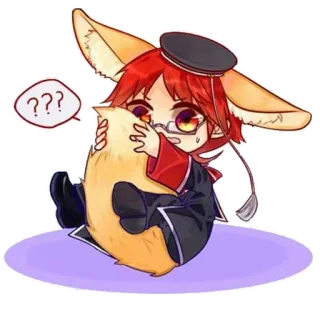 ❓ ??? Anime, Chibi, Renard, Question, Personnage, Kawaii whatsapp sticker