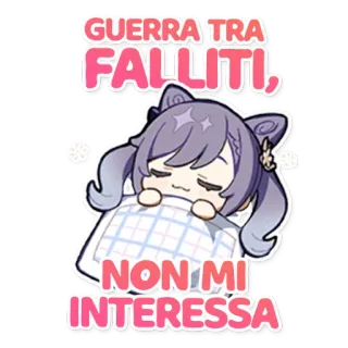 😌 GUERRA TRA FALLITI, NON MI INTERESSA Anime, Katzenmädchen, verschlafen, italienisch, Beleidigung, beleidigend telegram sticker