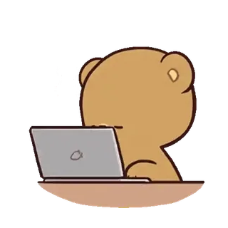 ❤️ H 熊, 笔记本电脑, 打字, 电脑, 卡通, 动物, 可爱 telegram sticker