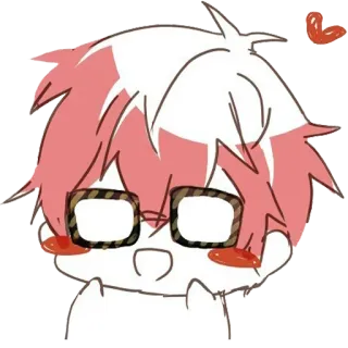 ❤️ anime, cartoon, cute, kawaii, character, glasses, heart, red hair telegram sticker