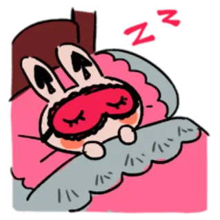 😴 dormire, mascherina per dormire, coniglio cartone animato, carino, kawaii, letto telegram sticker