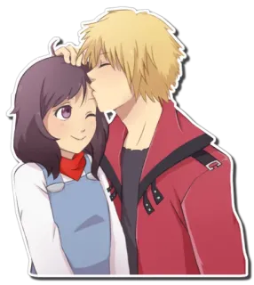 😘 anime, casal, romance, beijo, desenho animado, relacionamento telegram sticker