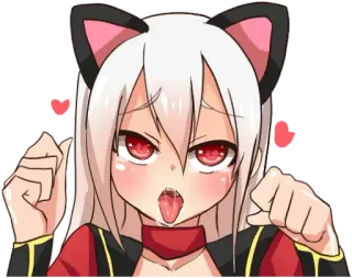 😝 anime, cat girl, tongue, cute, ears telegram sticker