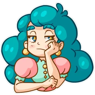 😐 desenho animado, menina, mulher, entediada, sticker, ilustração telegram sticker