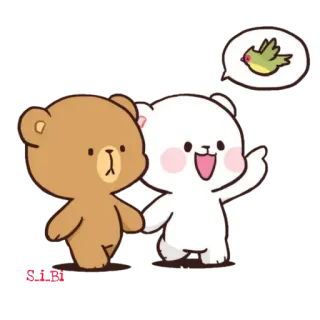 🦜 S.I.M 可爱, 熊, 卡通, 友谊 telegram sticker