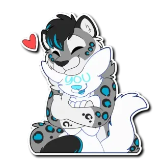 🤗 you furry, leopard, hug, love, cute, anthro, embrace telegram sticker