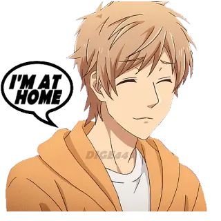🏡 I'M AT HOME Anime, Cartone animato, Personaggio, A casa, Relax, Felpa arancione telegram sticker
