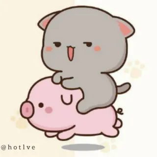 😎 @hotlve cat, pig, cartoon, cute, animal, kawaii telegram sticker