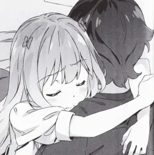 🤍 anime, hug, cute, girl, boy, friendship, emotional telegram sticker