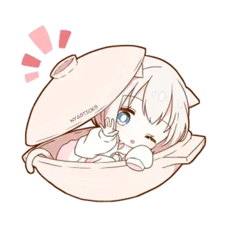 🌟 NYASTICKS Anime, Kawaii, Gatto, Ragazza, Carino, Disegno, Adesivo whatsapp sticker