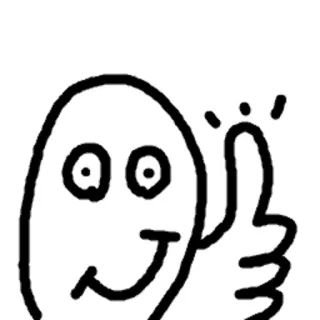 👍 мультфильм, нарисовано от руки, линейный рисунок, лицо, палец вверх telegram sticker