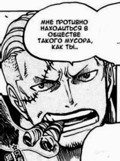 😤 МНЕ ПРОТИВНО НАХОДИТЬСЯ В ОБЩЕСТВЕ ТАКОГО МУСОРА, КАК ТЫ... Anime, Manga, Komiks, One Piece, Obraza, Cygaro telegram sticker