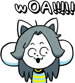 😳 Temmie Undertale wOA!!!!! jeu vidéo, chien, excité, mignon, temmie telegram sticker