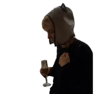 🍷 person, kapuze, getränk, glas, drinnen telegram sticker