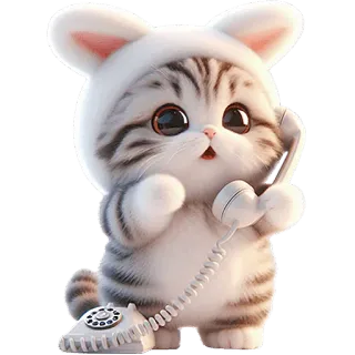 ☎️ 猫, 小猫, 电话, 可爱, 动物, 宠物, 可爱 telegram sticker