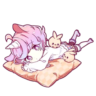 💤 kawaii, süß, einhorn, hase, kissen, cartoon telegram sticker