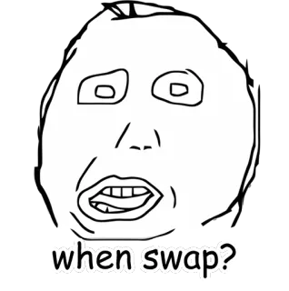 ♻️ when swap? Мем, Обмен, Смешной telegram sticker