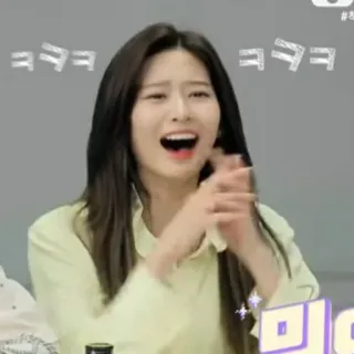 😑 ㅋㅋㅋ mujer, riendo, expresión, alegría, feliz telegram sticker