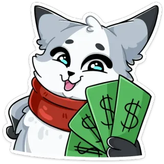 💰 kreskówka, zwierzę, lis, pieniądze, bogactwo, naklejka, dolar telegram sticker